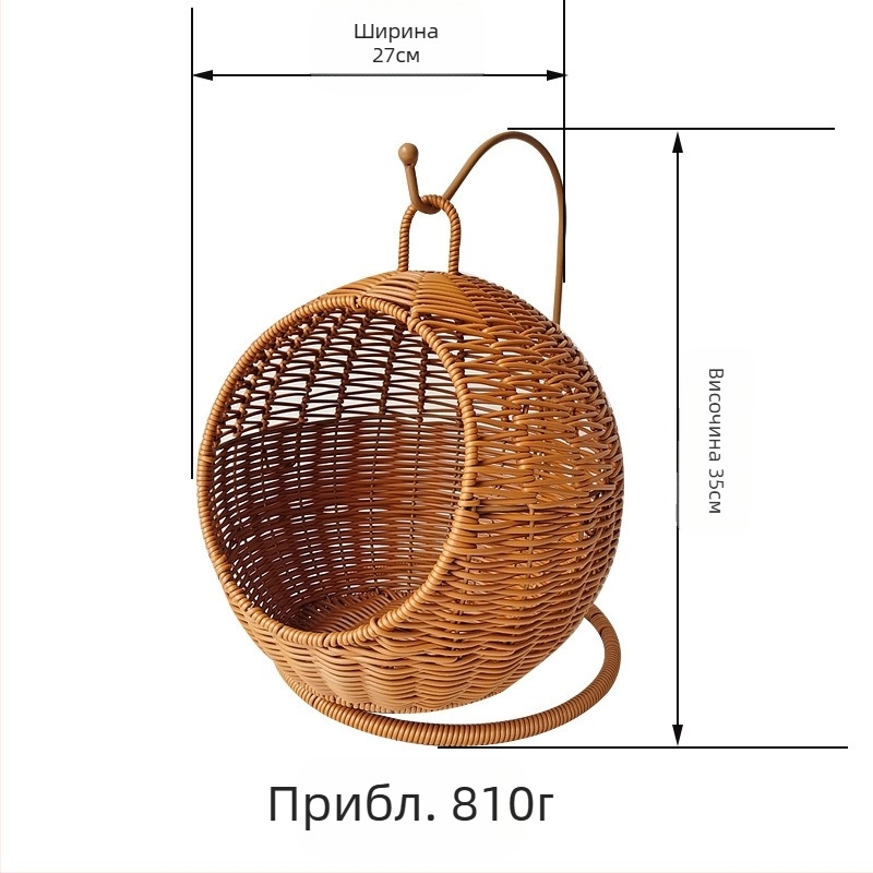 Ратанова котешка клетка, домакинска, малка, апартаментна, висяща кошница за котешко гнездо, полузатворена, универсална, подвижна и миеща се, мини орнаменти за котешко гнездо, четири сезона
