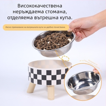 Висока купа за домашни любимци, подвижна и миеща се купа за кучета от неръждаема стомана, купа за котки, леген за храна за кучета Polo Dot, купа за вода, прибори за хранене, домашни любимци