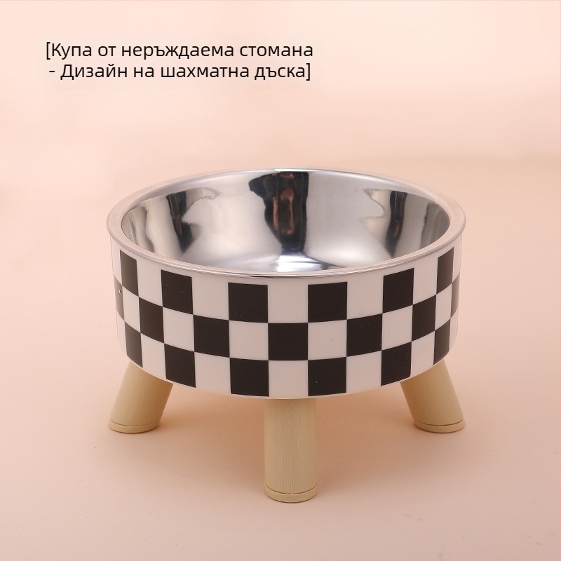 Висока купа за домашни любимци, подвижна и миеща се купа за кучета от неръждаема стомана, купа за котки, леген за храна за кучета Polo Dot, купа за вода, прибори за хранене, домашни любимци