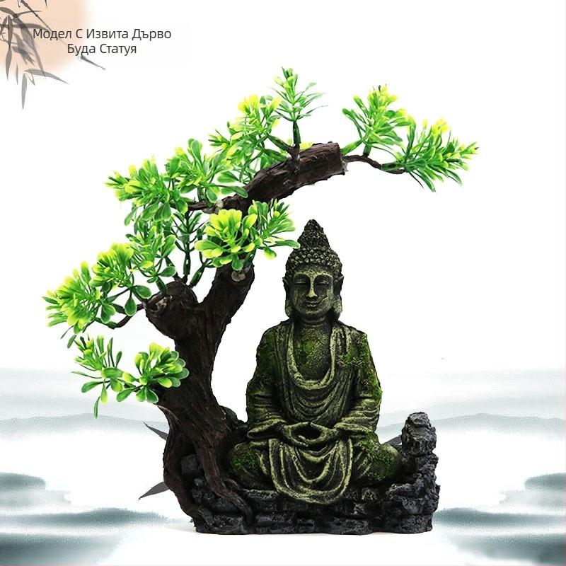 Аквариум Изкуствена смола Декоративни Озеленяващи Орнаменти Аквариум Древна Статуя на Буда Алпинеум Каменна Статуя Пейзаж Микро-Пейзаж Озеленяване на Аквариум