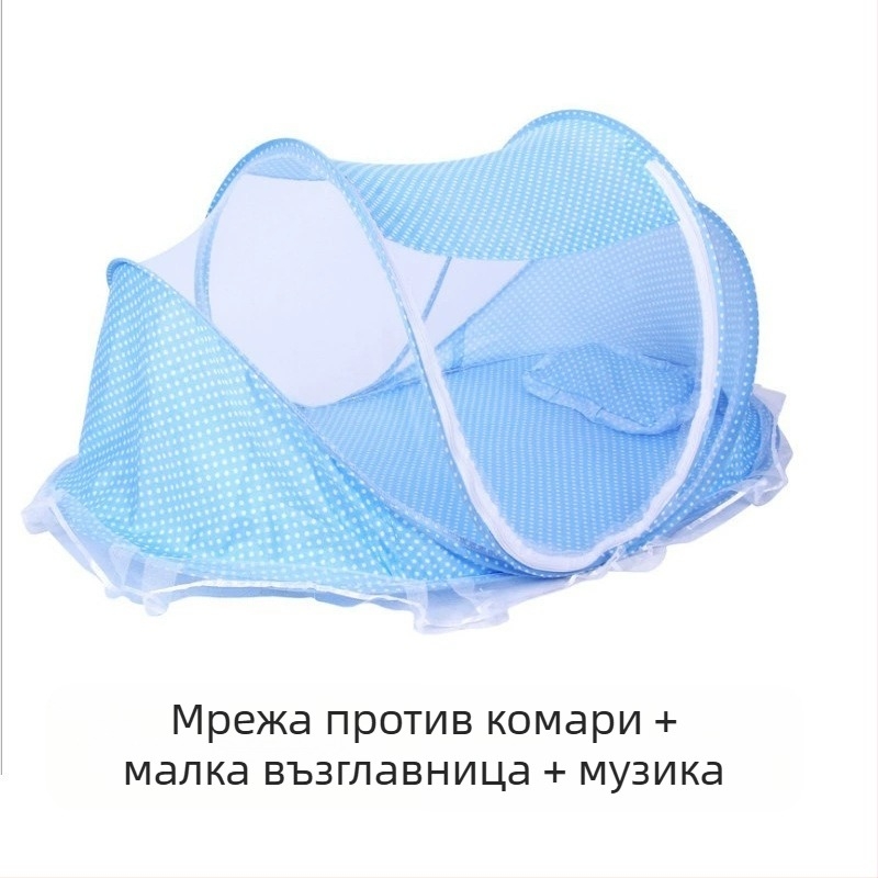 K детска сгъваема мрежа против комари с възглавница за спане, възглавница против комари, легло от три части, музикален комплект 0-3 години, производители на детски мрежи против комари