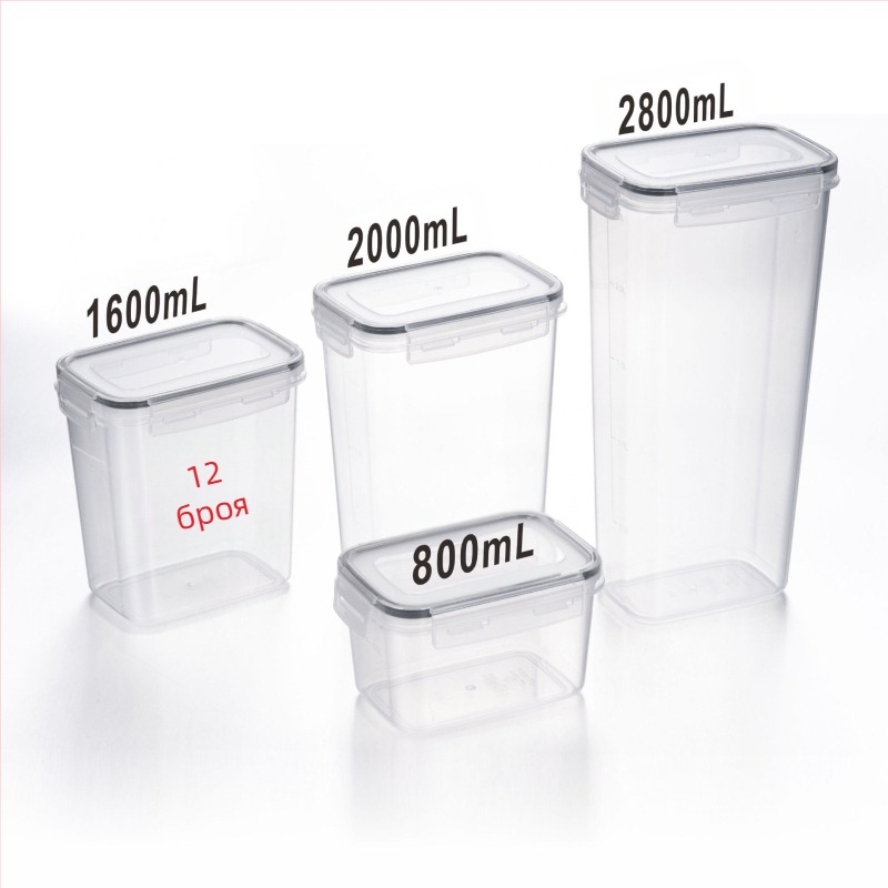 Удебелен PP запечатан резервоар с голям капацитет, хранителни зърнени храни, влагоустойчива кутия, прозрачна кофа за съхранение