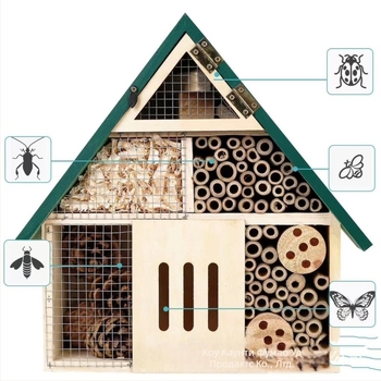 Трансгранично дървено гнездо за насекоми, градинско гнездо за насекоми, малка висяща къщичка за мед, хотел за насекоми, къщичка за пеперуди, гнездо за птици