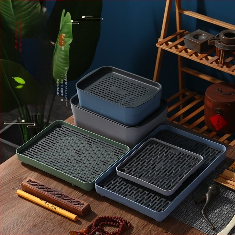 Пътна поднос за чай Кутия за съхранение на поднос за чай в кола, малка поднос за чай, пластмасова поднос за чай, преносима поднос за чай, малка поднос за чай, за един човек