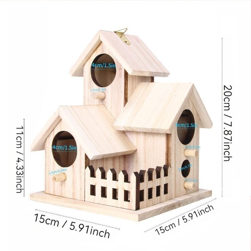 Трансгранично дървено птиче гнездо, удебелено папагалско малко гнездо, пасторално, екологично чисто външно гнездо, къща за птици, клетка за птици, къщичка за птици