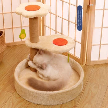 Дъска за драскане от сизал за котки, котешко гнездо, вградена вертикална колона за котки, конопено въже, износоустойчива играчка, не пърхот, непокриваща, домашни любимци