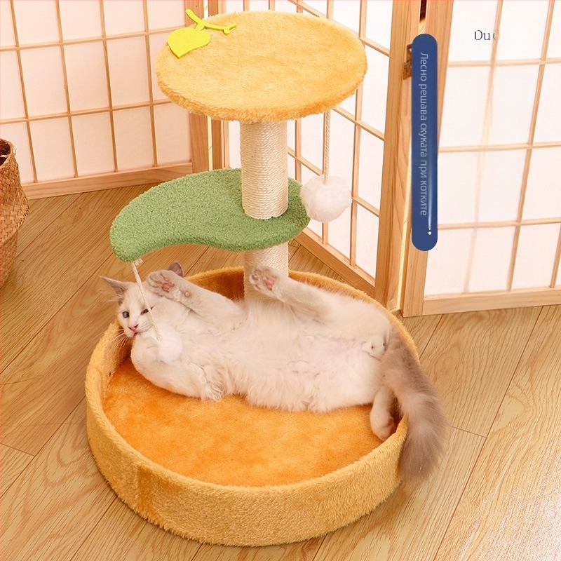 Дъска за драскане от сизал за котки, котешко гнездо, вградена вертикална колона за котки, конопено въже, износоустойчива играчка, не пърхот, непокриваща, домашни любимци