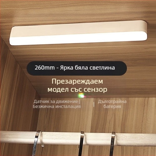 Интелигентна лампа със сензор за човешко тяло, шкаф, гардероб, нощно шкафче, магнитна вградена USB зареждаща инфрачервена нощна лампа на едро