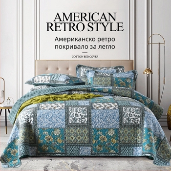 Комплект от три памучни покривала за легло Pinli Home Textile, външнотърговски, американски имитационен юрган, щампован памучен юрган с климатик