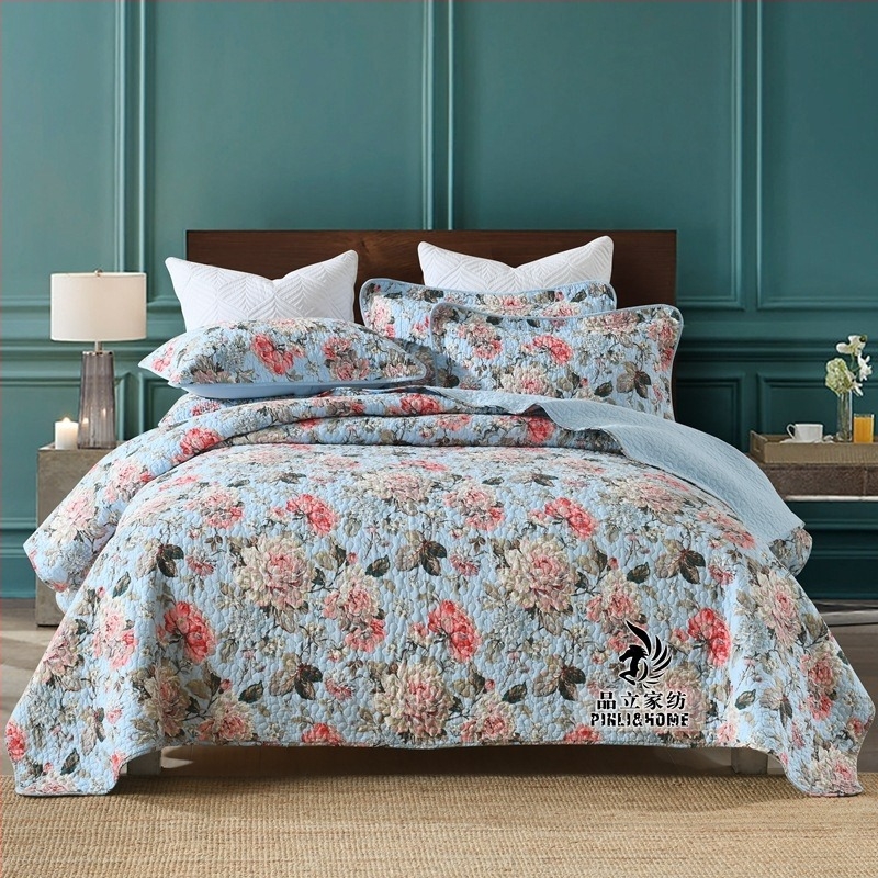 Комплект от три памучни покривала за легло Pinli Home Textile, външнотърговски, американски имитационен юрган, щампован памучен юрган с климатик