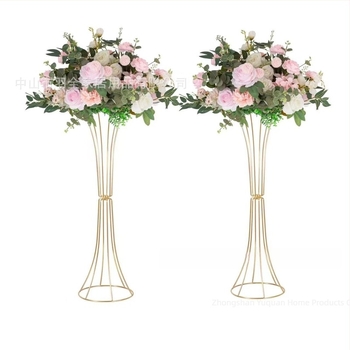 Ковано желязо Геометрични кухи орнаменти за цветя със златна талия, цветя за сватбена маса, цветя за сватбени реквизити, пътна стойка за цветя