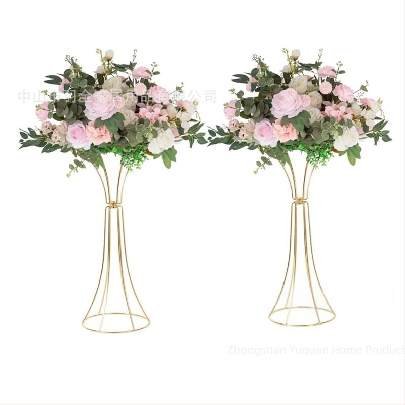 Ковано желязо Геометрични кухи орнаменти за цветя със златна талия, цветя за сватбена маса, цветя за сватбени реквизити, пътна стойка за цветя