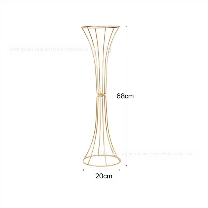 Ковано желязо Геометрични кухи орнаменти за цветя със златна талия, цветя за сватбена маса, цветя за сватбени реквизити, пътна стойка за цветя
