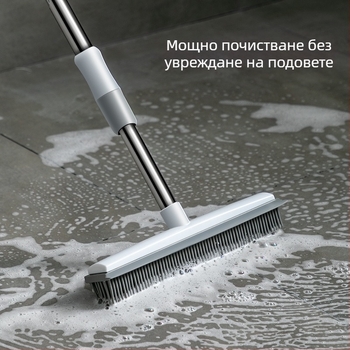 Четка за под в банята, четка с дълга дръжка, четка за плочки, тоалетна, баня, четка с твърд косъм, почистване на под, силиконова четка за плочки
