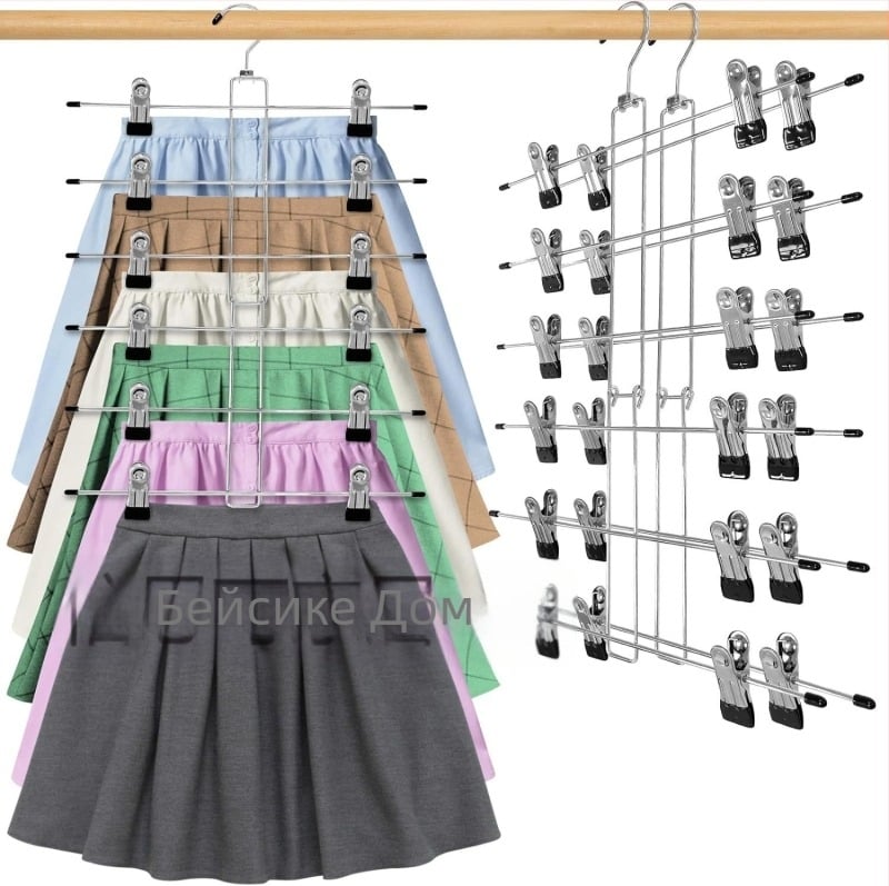 Фабрична директна 6-слойна метална щипка за панталони, домакинска безшевна стойка за панталони, пола, бельо, шал, щипка за съхранение и довършителни работи
