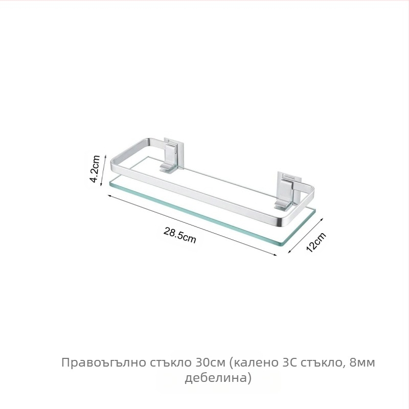 Многоразмерен алуминиев еднослоен стъклен корпус с двойна правоъгълна стойка за баня