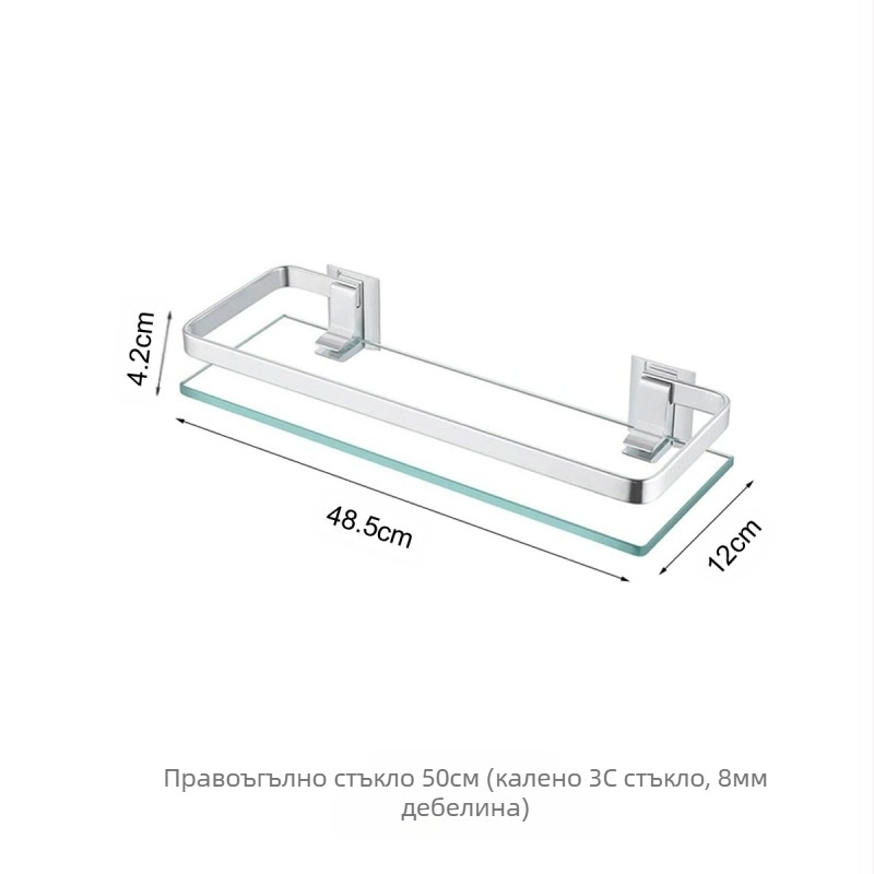 Многоразмерен алуминиев еднослоен стъклен корпус с двойна правоъгълна стойка за баня
