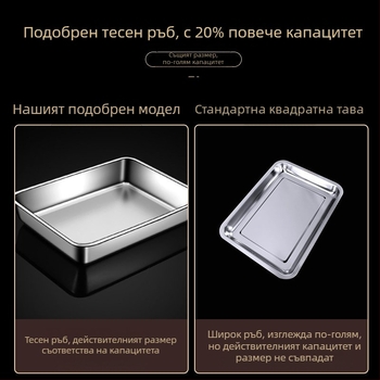 Неръждаема стомана квадратна чиния плоска чиния правоъгълна кутия с капак тава тирамису търговски дълбок съд леген