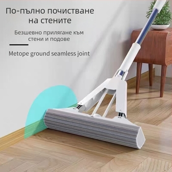 Моп за домашна употреба, без дръжка, сгъваем, миене без ръце, нов модел с гъба и памук, моп за под от неръждаема стомана, търговия на едро, силно изстискване с вода