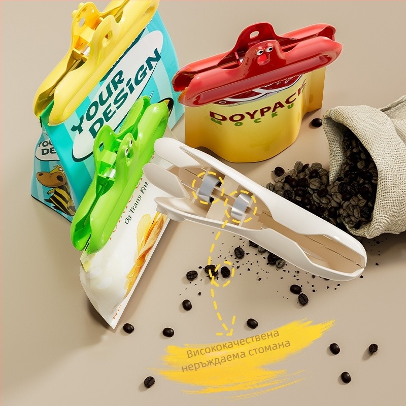 Уплътнителна скоба Caterpillar, влагоустойчива скоба за закуски, кухненска скоба за фиксиране, многофункционална домакинска скоба, уплътнител за запазване на свежестта