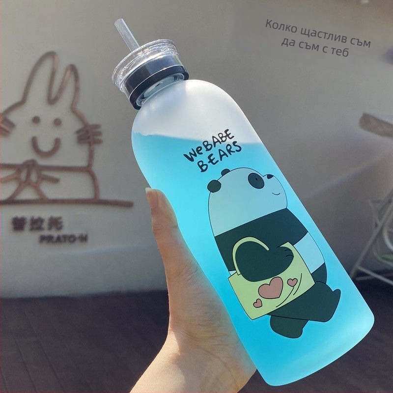 @`Пластмасова сламка с голям капацитет, голяма чаша за вода, пластмасова бутилка за вода на едро, високо изглеждаща голяма дебела чаша, кана за вода, сладко лято