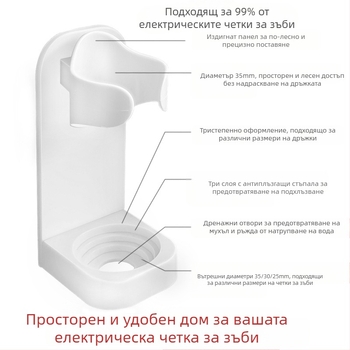 Държач за електрическа четка за зъби, стенен, стойка за съхранение, самозалепваща се глава за четка за зъби, стойка за подарък, стойка за съхранение на четка за зъби