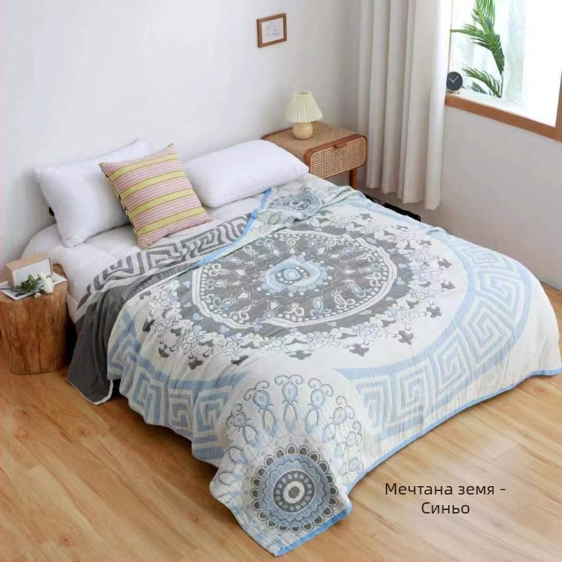 Памучно марлено одеяло, памучно одеяло Four Seasons, многослойно одеяло с пясъчен плат, единично двойно одеяло с кърпа, фабрика за едро