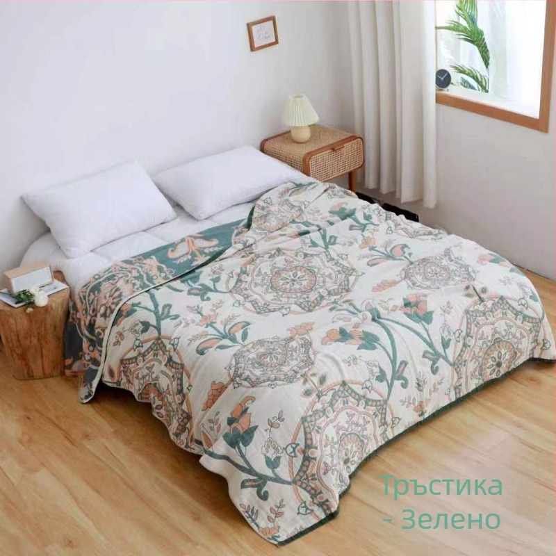 Памучно марлено одеяло, памучно одеяло Four Seasons, многослойно одеяло с пясъчен плат, единично двойно одеяло с кърпа, фабрика за едро