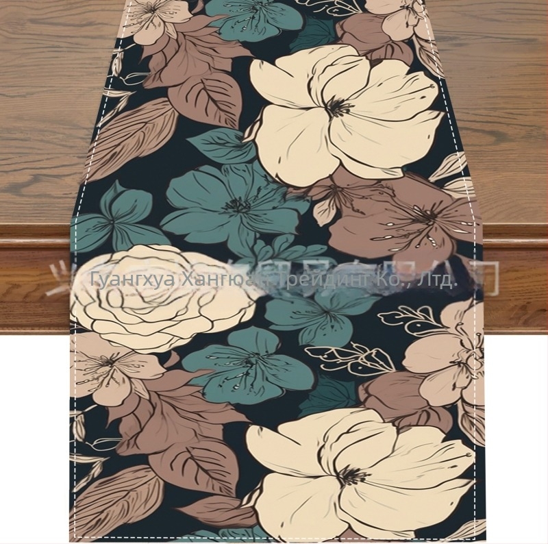 2024 Трансграничен нов ленен пътека за маса Пролет и лято Цвете Дом Ресторант Хол Трапезна маса Закрит Външен Декоративен пътека за маса