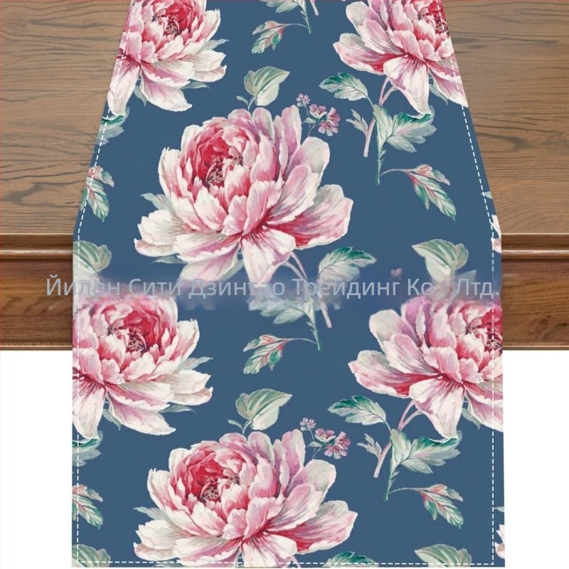 2024 Трансграничен нов ленен пътека за маса Пролет и лято Цвете Дом Ресторант Хол Трапезна маса Закрит Външен Декоративен пътека за маса