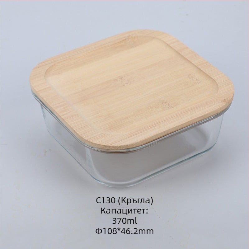 Търговия на едро кутия за обяд с бамбуков дървен капак, стъклена кутия за свежест, термоустойчиво стъкло, високо боросиликатно японско кутия за обяд, микровълнова фурна