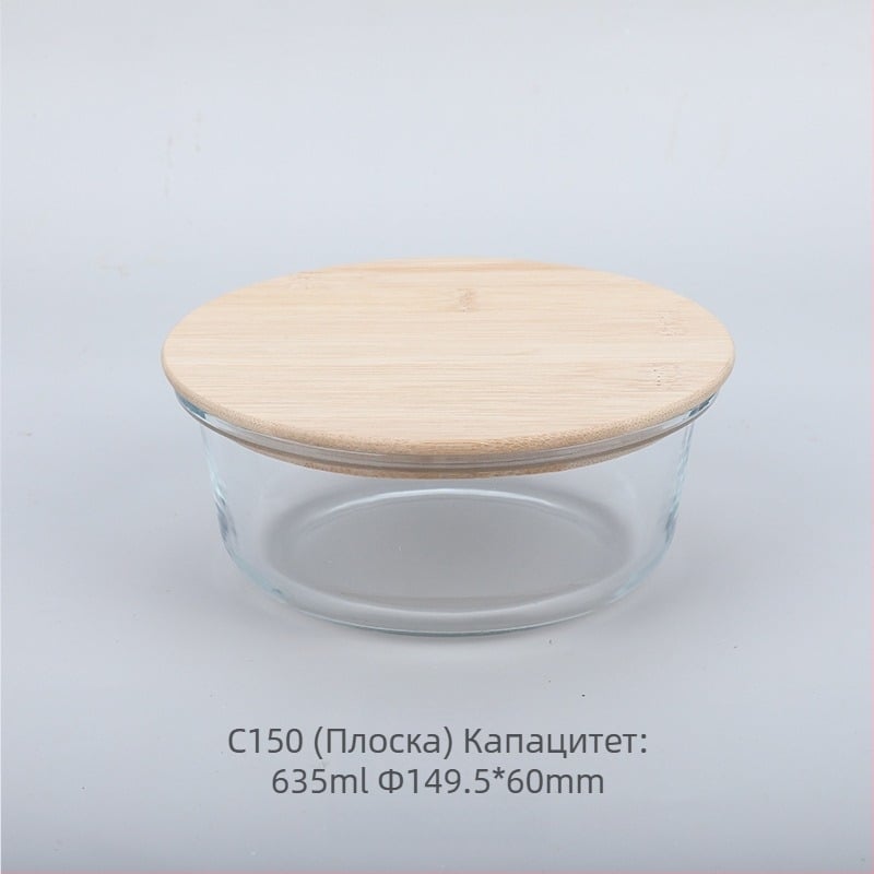 Търговия на едро кутия за обяд с бамбуков дървен капак, стъклена кутия за свежест, термоустойчиво стъкло, високо боросиликатно японско кутия за обяд, микровълнова фурна