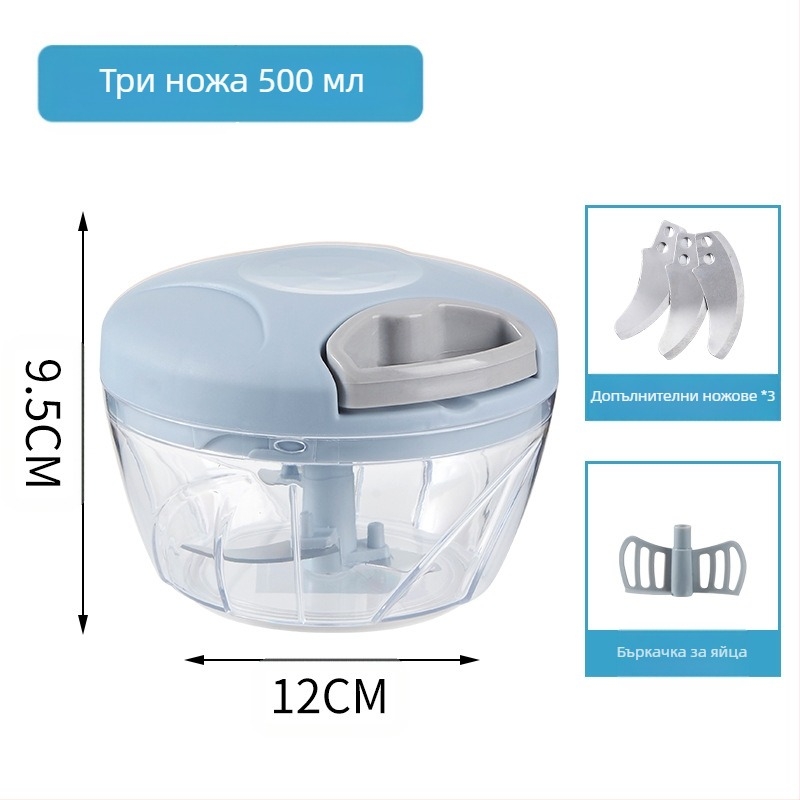 Ръчно издърпвана домакинска многофункционална машина за рязане на зеленчуци, белачка за чесън, кухненска машина за мелене на чесън, машина за готвене, дърпане на чесън, мелачка за зеленчуци на едро