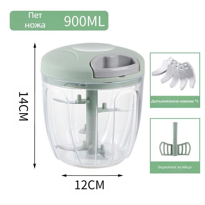 Ръчно издърпвана домакинска многофункционална машина за рязане на зеленчуци, белачка за чесън, кухненска машина за мелене на чесън, машина за готвене, дърпане на чесън, мелачка за зеленчуци на едро