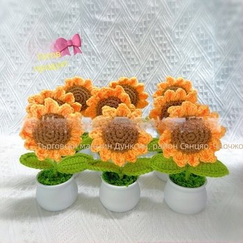 Вълнена плетена мини саксия декорация изкуствени цветя фабрика ръчно изработени вълнени цветя кола декорация готов продукт на едро