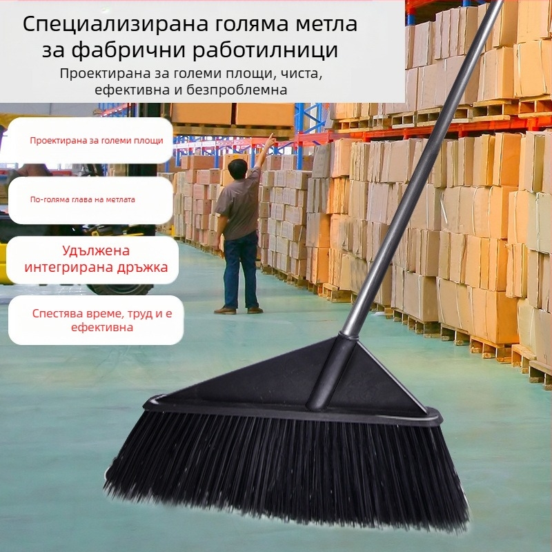 Голяма метла на едро с единична метла селски двор домакинска метла за почистване на санитария работник с голяма четина