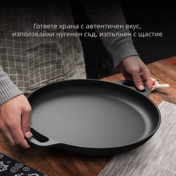 Чугунен тиган, тиган за палачинки, клечки за хранене, домакински незалепващ тиган, инструмент за палачинки, плодове, газова печка, универсална