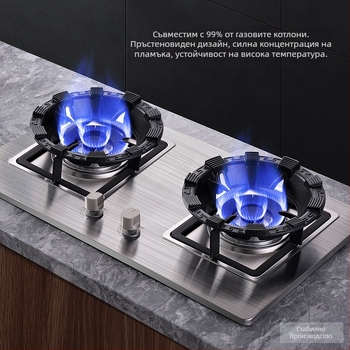 Чугунен ветроустойчив капак за битови газови печки, енергоспестяващ огнищен пръстен, новообновена осемзъба противоплъзгаща скоба