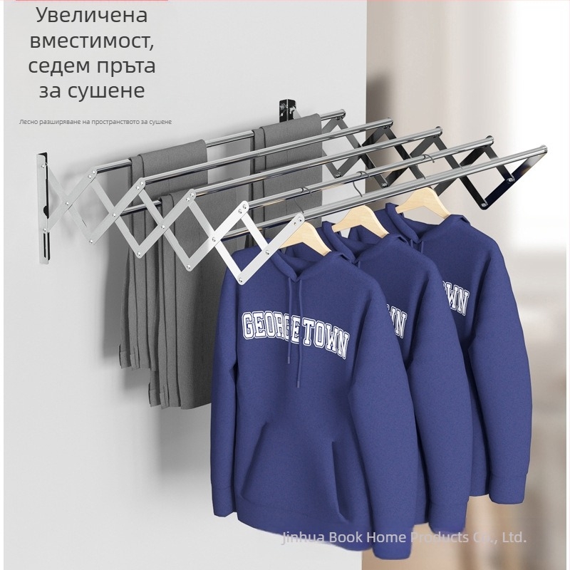 Трансгранична невидима сушилня, пръчка за стена, сгъваема, за балкон, телескопична, заливна, сушилня от неръждаема стомана, телескопична, за кърпи