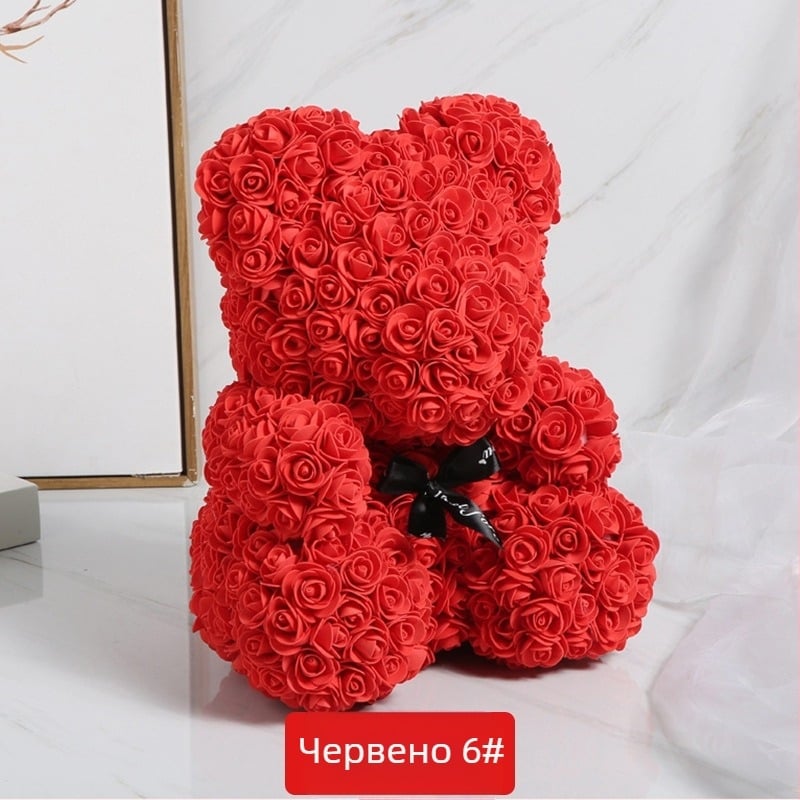 Розова мечка, консервирано цвете, симулирано цвете за Свети Валентин, подарък за рожден ден, мечка, розова мечка, външна търговия на едро