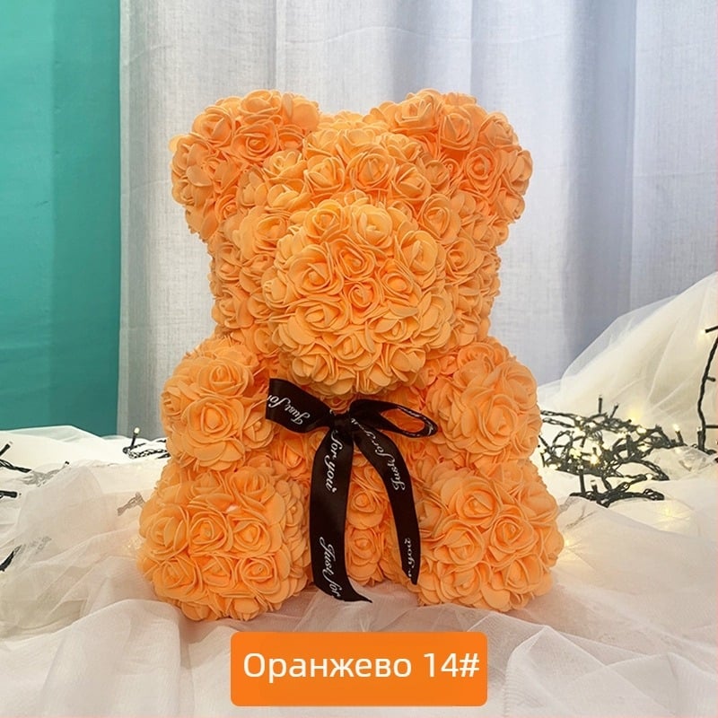 Розова мечка, консервирано цвете, симулирано цвете за Свети Валентин, подарък за рожден ден, мечка, розова мечка, външна търговия на едро