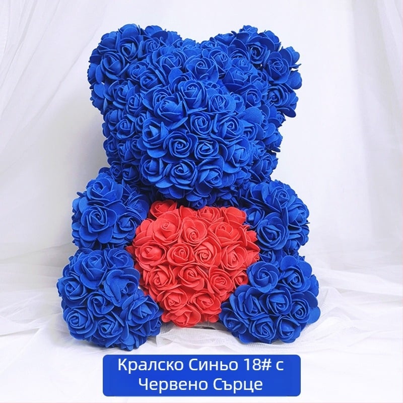 Розова мечка, консервирано цвете, симулирано цвете за Свети Валентин, подарък за рожден ден, мечка, розова мечка, външна търговия на едро