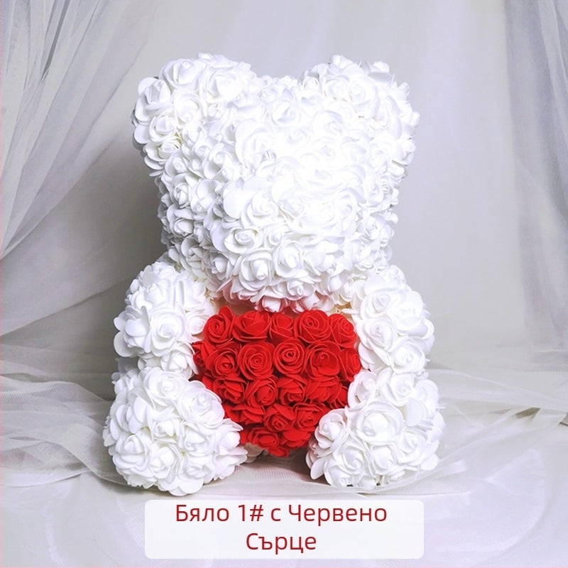Розова мечка, консервирано цвете, симулирано цвете за Свети Валентин, подарък за рожден ден, мечка, розова мечка, външна търговия на едро