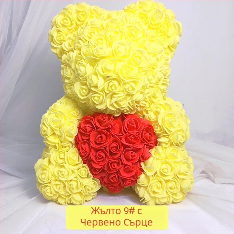 Розова мечка, консервирано цвете, симулирано цвете за Свети Валентин, подарък за рожден ден, мечка, розова мечка, външна търговия на едро