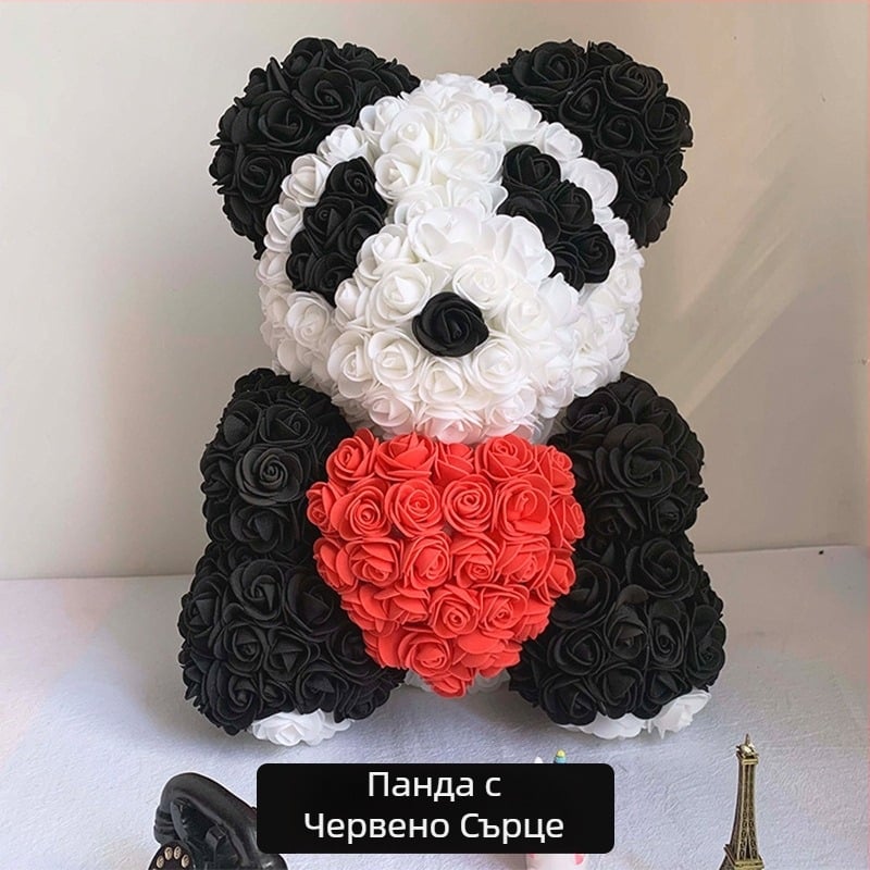 Розова мечка, консервирано цвете, симулирано цвете за Свети Валентин, подарък за рожден ден, мечка, розова мечка, външна търговия на едро