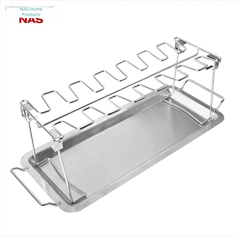 Сгъваема стойка за пилешки бутчета от неръждаема стомана, домакинска стойка за печене, външна тава за печене на зеленчуци, пилешки крилца, скара, стойка за пиле