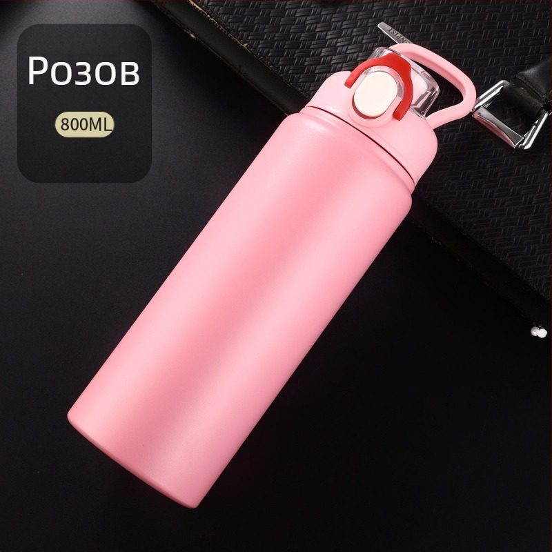 Термос с голям капацитет, неръждаема стомана 316, преносим, за мъже и жени, студентски, спортен, за вода, за употреба на открито, сламка