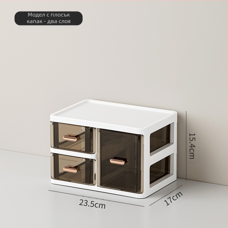 Кутия за съхранение с голям капацитет за настолна тоалетка, плот за грижа за кожата, довършителни работи, студентски канцеларски материали, многослойна кутия за съхранение с чекмеджета
