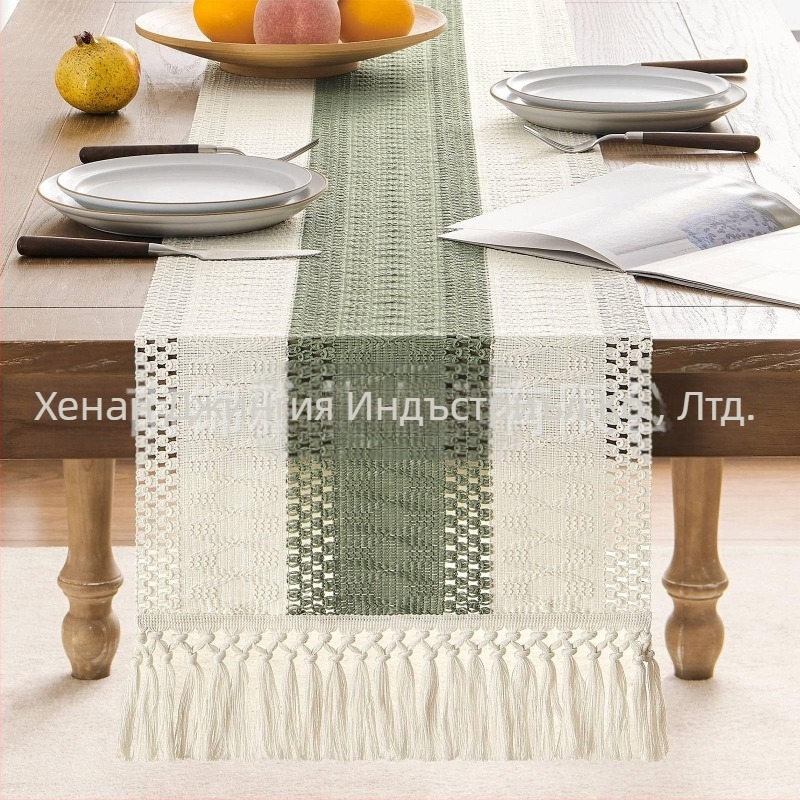 Amazon флаг за маса, памучни и ленени райета, шиене на двуцветен тъкан пискюл, нищо пасторално, производители на покривки за маса, доставка