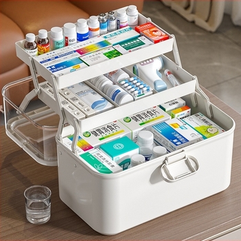 Кутия за лекарства Домашна кутия за лекарства Домакинска кутия за лекарства с голям капацитет Детска многослойна кутия за медицинско съхранение Кутия за първа помощ Малка кутия за лекарства